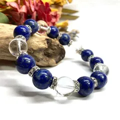 ラピスラズリ&水晶　パワーストーン　ブレスレット 12mm （シルバー）メンズ・レディース　男性 [j]・女性　数珠ブレス　開運 [j]