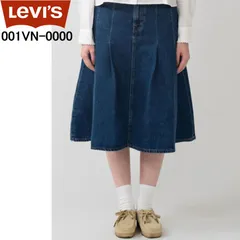 Levi's リーバイス 001VN-0000 PLEATED ミニスカート ダークインディゴ リーバイスデニムスカート ミディ丈スカート 膝下スカート levis 001VN0000 リーバイスデニムスカート かわいいスカート カジュアルスタイル 膝下 新品