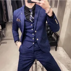 ビジネススーツ スーツ スリーピース メンズ おしゃれ m 小さめ 大きめ 大きいサイズ 紳士服 コート ベスト パンツ セットアップ スタイリッシュスーツ スリム ビジネス フォーマル 面接 通勤 結婚式 春 夏 秋 冬 上下セット 3点セット ブルー