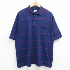 XL/古着 半袖 ポロ シャツ メンズ 90s 紺他 ネイビー ボーダー 24mar22 中古 トップス