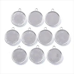 ミール皿【s30 ホワイトシルバー】10個セット 両面タイプ ラウンド 型枠 モールド UVライト ストラップ キーホルダー チャーム クレイ ネックレス ペンダント ハンドメイドアクセサリーパーツ