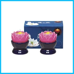 【特価セール】大 ピンク 蓮の花 燭台付 仏具のマルエス(Maruesu) 2個入り