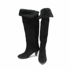 #wns コルソローマ CORSO ROMA 9 ロングブーツ 36 黒 スエード ムートンファー付き イタリア製 レディース [801201]