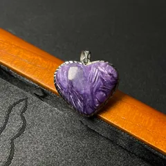 天然石★【チャロアイト】★925銀 ハート形ペンダント 天然石A 23*19.5*7.7mm ZB2892