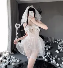 ウェディングドレス　花嫁　コスプレ　セクシーランジェリー　ベビードール　フリーサイズ（S～Lサイズ）