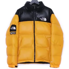 SUPREME × THE NORTH FACE Leather Nuptse Jacket Mサイズ イエロー ブラック NF0A3CAD
