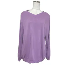 IL SUFFIT イルサフィ 伊勢丹　春ニット　長袖セーター　 Vネック ドロップショルダー サマーニット ラベンダーピンク 38号  美品 上品 きれいめ シンプル 大人可愛い おしゃれ