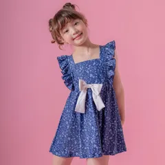 【小花柄・ネイビー】肩フリルワンピース水着 TAK キャサリンコテージ