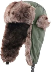 myuse フライトキャップ パイロット 帽子 耳あて付き 冬 防寒 防風 飛行帽 ロシア帽 暖かい スキー スノボ 通勤 通学 自転車 アウトドア メンズ レディース(ミリタリーグリーン,  58.0-60.0 cm)