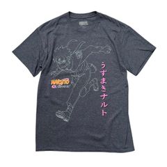 Mサイズ 古着 アメリカ企画 NARUTO ナルト 疾風伝 Tシャツ 半袖 アニメT グレー