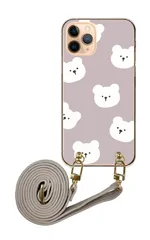 iPhone12 Pro Max アイフォン12 プロマックス スマホケース スマホショルダー クマ しろくま テディベア 白くま 白熊 かわいい レザーベルト ストラップ 調節可能 130cm  カラー03