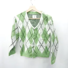 ◇ ⊇ CIAOPANIC TYPY クロップド 長袖 アーガイルニットカーディガン サイズXXL グリーン レディース E  【1409100046229】