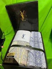 【新品】イヴサンローラン 綿毛布 ２枚セット 洗える毛布 天然素材 ビッグロゴ Yves Saint Laurent yvessaintlaurent イヴサンローラン イブ