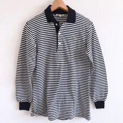 ラコステ CHEMISE LACOSTE ポロシャツ 長袖 ボーダー 紺 x 白 42サイズ 885786