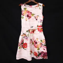 #snc リナシメント RINASCIMENTO ワンピース M ピンク 白 緑 ノースリーブ 花柄 バックジップ リボン フレア レディース [887966]のサムネイル