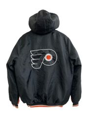 G3 (GⅢ Gスリー) NHL FLYERS フィラデルフィア フライヤーズ 中綿ジャケット 黒×オレンジ M 90s 古着 メンズ/004