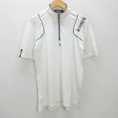 H■ルコック スポルティフ/le coq sportif GOLF モックネック 半袖ハーフジップシャツ ゴルフウェア【L】白/MENS■73【中古】