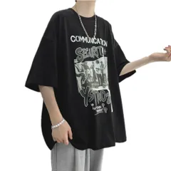 メンズ tシャツ 半袖 ロゴ  地雷系 病みかわ ストリート レトロ オールシーズン 大き目 ゆったり 無地 綿 シンプル おしゃれ バンドT 大きいサイズ