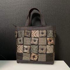 ハンドメイド 着物リメイク パッチワークトートバッグ 27 大島紬