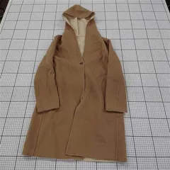 ◇ ⊇ UNIQLO ユニクロ 長袖 ダブルフェイスフーデット コート サイズS キャメル系 レディース E  【1509180014689】