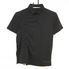 ★特価★【美品】アディダス 半袖ポロシャツ 黒 袖ロゴ 裾3ライン 一部シャーリング  レディース S ゴルフウェア adidas