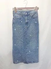 ◇ Θ AMERICAN HOLIC ミッキーマウス 花柄 デニム ロング丈 タイト スカート サイズM インディゴ レディース E  【1506180013391】