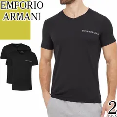 エンポリオ アルマーニ EMPORIO ARMANI Tシャツ メンズ 半袖 2枚 セット Vネック アンダーシャツ 肌着 インナーシャツ ブランド 大きいサイズ 無地 黒 ブラック 2 PACK V-NECK T-SHIRT 111849 4R717