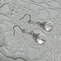 8ミリ水晶とスワロフスキーのピアス 