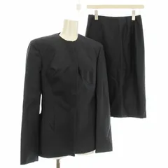 ジャンニヴェルサーチ ヴェルサーチェ GIANNI VERSACE スーツ セットアップ 98-31644 ノーカラージャケット スカート ひざ丈 42 黒 ブラック /☆Gのサムネイル