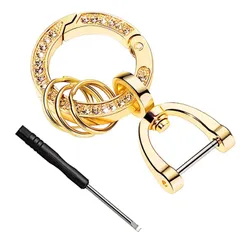 【特価セール】キーリング リング レディース デザイン 車 キラキラ 家 キーチェーン おしゃれ 自転車 キーホルダー 鍵 キーホルダー 対応 メンズ ゴールド [サムコス]