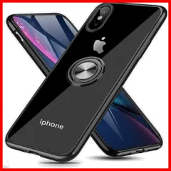 【大特価】iPhone Xs Max 用 ケース リング付き クリア 落下防止 耐衝撃 スタンド機能 透明 TPU メッキ ケース防塵 薄型 軽量 一体型 変形防止 全面保護カバー アイフォン XS Max 用 ケース 黒 MJJ-1039-5-1