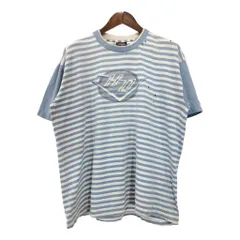 90年代 USA製 HARLEY DAVIDSON ハーレーダビッドソン 半袖Ｔシャツ モーターサイクル ボーダー ライトブルー(メンズ XL)中古 古着 U2156