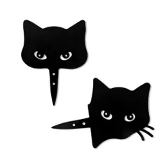 猫黒猫オブジェネコガーデンオーナメントラティスフェンストレリス園芸ガーデニングアイアンオブジェウェルカムプレート装飾2枚組(黒)