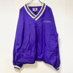 古着 used　HERO247.com　長袖刺繍ナイロンプルオーバー　ウインドブレーカー　フットボール　紫　Lサイズ