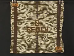 FENDI フェンディ ズッカ ゼブラ柄 スカーフ ハンカチーフ ポケットチーフ レディース メンズ ブラウン系×ベージュ系 DG8552