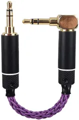 okcsc ak8zgg33L オーディオケーブル ステレオケーブル 3.5mm 3極 ＞3.5mm オス-オス 片側L型 8芯 10cm 銀メッキ単結晶銅(3.5mm ＞ 3.5mm L型)