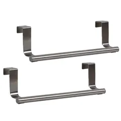 【2個セット】タオルハンガー タオル掛け タオルバー キッチンタオル掛け バスタオルハンガー ドアハンガー ステンレス製 穴あけ不要 ステンレス製のタオルかけ (タオル掛け シルバー)