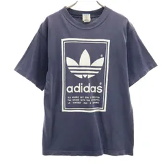 adidas アディダス 90s USA製 オールド トレフォイルロゴ 半袖 Tシャツ 152 ネイビー キッズ 古着