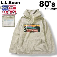 【希少】 80s ヴィンテージ USA製 エルエルビーン L.L.Bean ヘインズ HANES スウェット パーカー トレーナー 裏起毛 カタディン ロゴ プリント L 霜降りグレー メンズ
