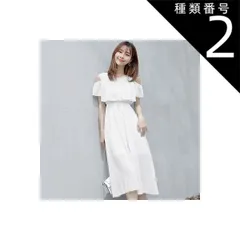 種類2：ブラック/2XL サマードレス オフショル ワンピース フレアスカート フレアワンピース ワンピドレス 膝下 ミモレ ミモレ丈 オフショルダー フレア シフォン ウエストゴム シースルー かわいい おしゃれ お洒落 大人可愛い 大人女子 キュート 無地