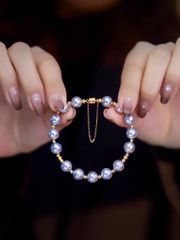 9mm大粒パールブレスレット シルバーS925 - メルカリ