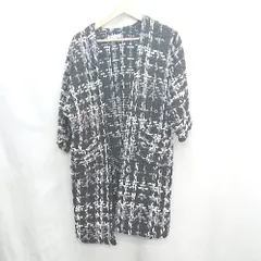 ◇ ⊇ fifth フィフス ツイード風 七分袖 カーディガン サイズ表記なし ブラック ホワイト グレー レディース E  【1502180034534】