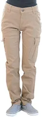 Happy Honu(ハッピー ホヌ) カーゴパンツ ストレッチ アウトドア ワークパンツ チノパン ジョガーパンツ 大きいサイズ レディース(ベージュ,  03.LL)