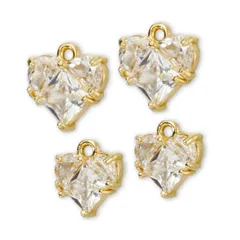 【在庫セール】ラインストーン カン付き チャーム ハート型 大きい 小さい ２サイズ クリスタル ペンダント ピアス アクセサリー パーツ ハンドメイド 素材（クリア）