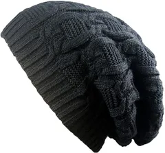 IZUMIYA ニット帽 ふんわり あったか ニットキャップ 防寒 保温 帽子 レディース メンズ カジュアル ワッチキャップ(ブラック,  Free Size)