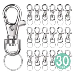 ナスカン キーホルダー金具 30個セット 全長35mm 内径10mm 回転フック 二重リング付き アクセサリ金具 亜鉛合金製