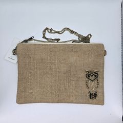 インド製 ニットポシェット（麻）◇気軽に持ち運びできるミニバッグ
