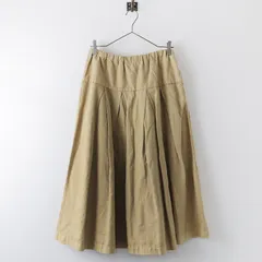 パドカレ pas de calais コットン リネン タック イージー スカート 36/ベージュ ボトムス ロング フレア ギャザー【2400013777650】のサムネイル