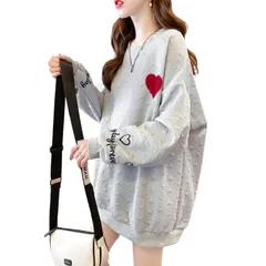 【数量限定】クルーネック おしゃれ ハート柄 ロンt エンボス加工 大きいサイズ ゆったり 薄手 トップス オーバーサイズ 長袖 春 カジュアル 冬 秋 かっこいい プルオーバー スウェット 韓国 パーカー レディース 長袖Tシャツ トレーナー [SeiunA