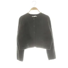 ザラ ZARA カーディガン クロップド クルーネック ニット ショート丈 S グレー /AT ■OS